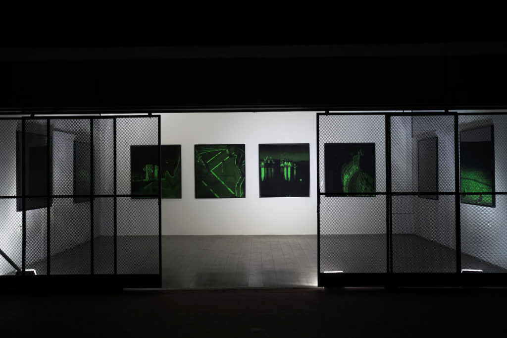 Natalia Stachon Neither ends nor begins, 2021–2023. Photo by Labin Art Express. Image shows the installation of paintings in context at DKC Lamparna